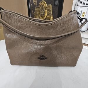 Coach Pebbled Leather Hobo Bag in Taupe